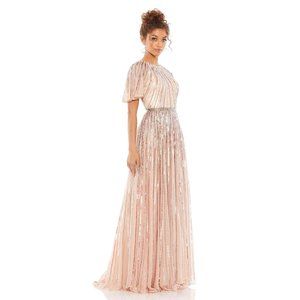 Mac Duggal Short Sleeve Ombre Sequined Gown NWT